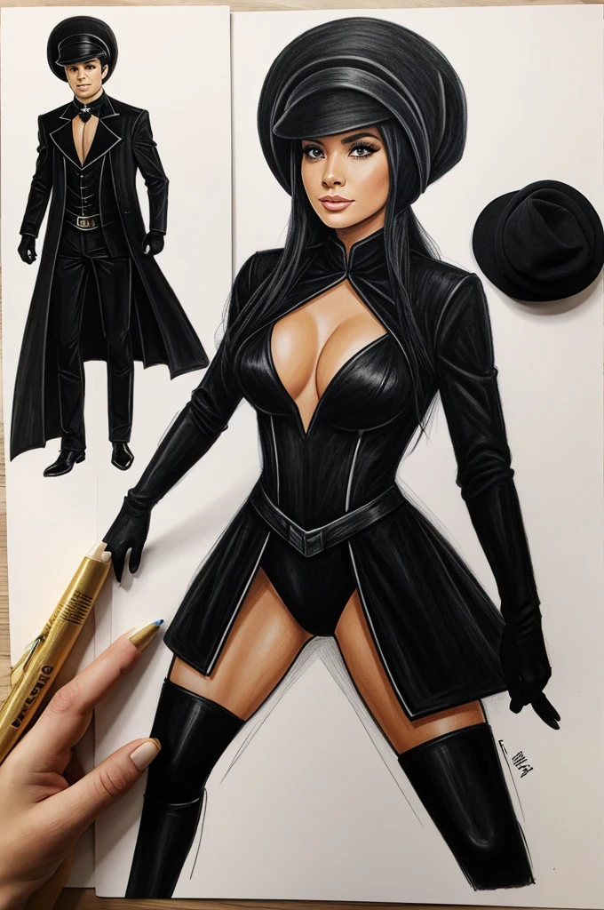 Draw a black costume
