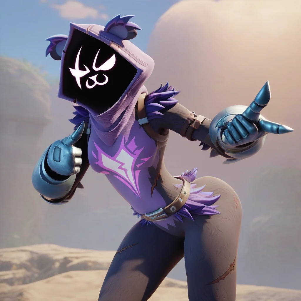Raven team leader,purple hoodie, with no face, shadowed face, animal ears,purple skin, scar on eye, body skin, purple fur, waist belt, torso symbol, metal gloves, pointing your ass at the viewer, leaning forward, pushing, she closes her eyes, hands resting on top of a small wall, farting hard, would be green, green smoke in her ass, scenery with green smoke, she farting, she is passing gas, farts, gases. her with her eyes closed, hands are not in the air, expression of force, stomachache, stomach growling. day Of course