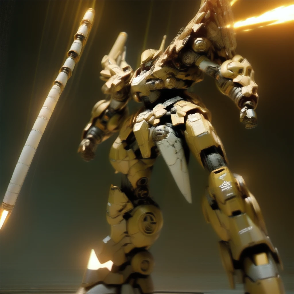 A Super Mech Warrior, Holding Energy Cannon, Tall Buildings, Energy Cannon Fire, Tall and Mighty, Solid Armor, Futuristic Technology, Sharp Lines, Dynamic Styling, Mechanical Joints, Armor Plates, Sensors, Energy Weapons, Blazing Energy, Shining Light, Explosion Effects, Smoke and Dust, Tense Atmosphere, (Octane Rendering: 1.4), Best Quality, (Highly Realistic), (Ultra Detail: 1.5), C4D Rendering, Cinematic Quality