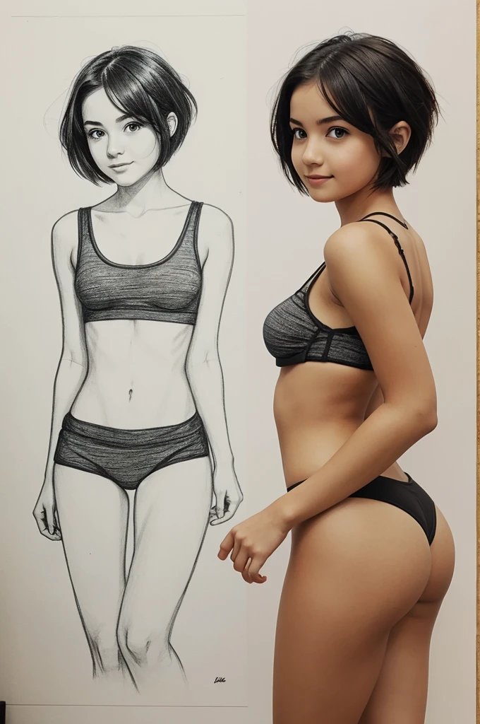 drawing pose (girl with short hair)