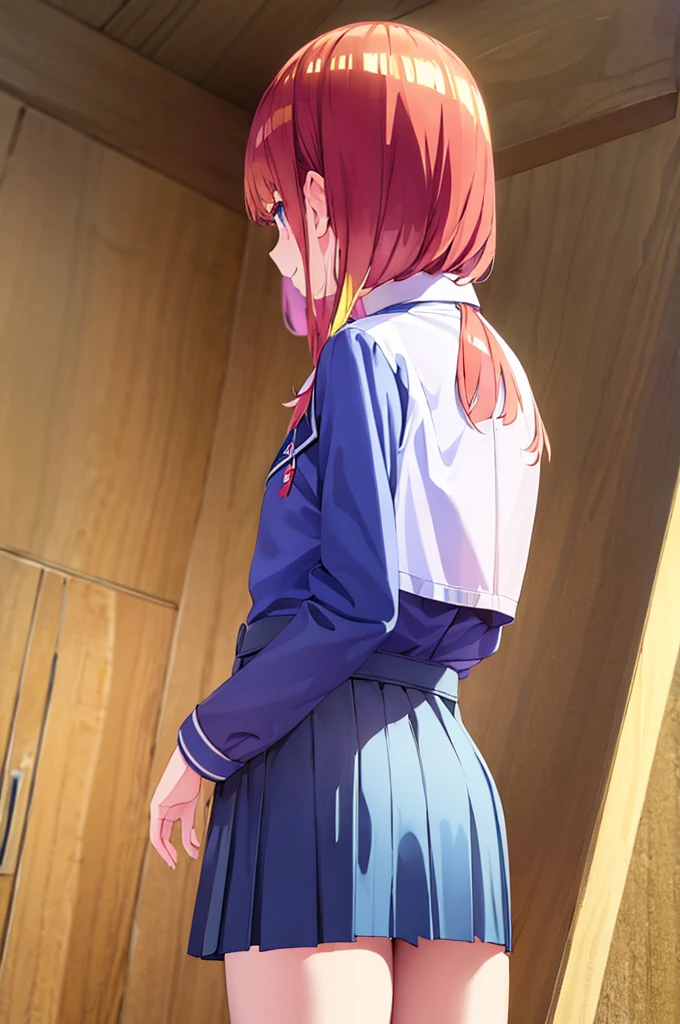 ((masterpiece)),(best quality),official art,extremely detailed CG,unity 8k wallpaper,ultra detailed,A lighthouse on a cliff by the sea,1girl,solo,upper body,(portrait:1.2),short_hair,pink_hair,blue_eyes,blue_jacket,white_shirt,green_skirt,bangs,school_uniform,smile,collared_shirt,hair, 1girl, solo, ass, anus, looking back, multicolored hair, white background, spread anus, looking at viewer, simple background, white hair, pussy, spread ass, stick out ass, black tights, grab ass, Spread ass, grab ass with hands,