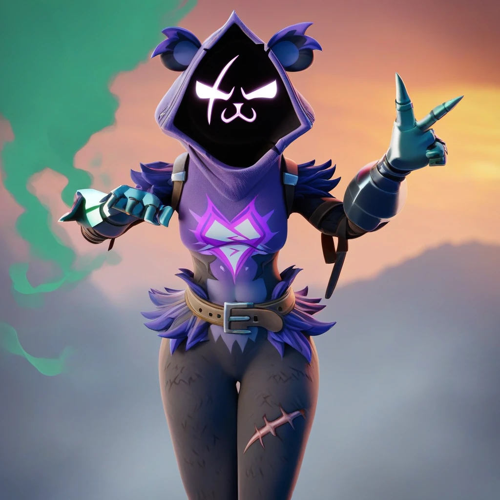 Raven team leader,purple hoodie, with no face, shadowed face, animal ears,purple skin, scar on eye, body skin, purple fur, waist belt, torso symbol, metal gloves, pointing your ass at the viewer, leaning forward, pushing, she closes her eyes, hands resting on top of a small wall, farting hard, would be green, green smoke in her ass, scenery with green smoke, she farting, she is passing gas, farts, gases. her with her eyes closed, hands are not in the air, expression of force, stomachache, stomach growling. day Of course