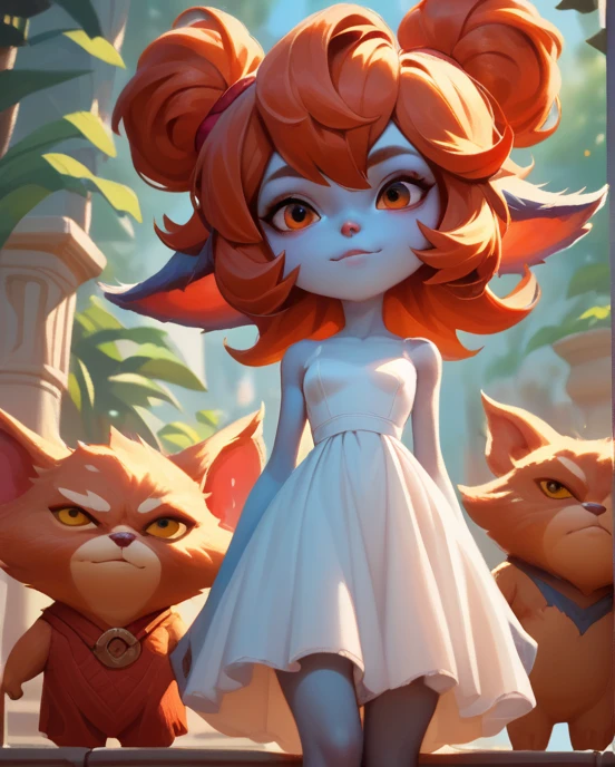 score_9, score_8_up, score_7_up, score_6_up, score_5_up, score_4_up, orange red yordle female, a dubious little creature getting up to mischief,cute,pretty,attrative,seminua,4yordles,slender,thin,transparent white dress