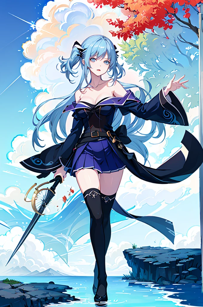 ((full body,whole body)),1girl, solo, outdoors, long hair, holy place, Original,(Illustration:1.1),(Best Quality),(masutepiece:1.1),(the Extremely Detailed CG Unity 8K Wallpapers:1.1), (Colorful:0.9),(mid-shot:0.95),(extremely detailed beautiful face),(Solo:1.2), (girl),(((Lori))), (Detailed beautiful eyes:1.15), (Beautiful face:1.15), (Glowing blue eyes:1.25////),(((sky blue Long Hair))),(two side up),(+perfect hand+:1.21),(Draw illustration of Japan priestess costume),(slender),(White pleated skirt),(Gothic),((black thighhighs)),(frilld),(Beautiful Slender Lolita Girl),hallowween,standing, girl,10 years old, girl,foggy place,vampire,sky blue hair,full body,whole body,((cathedral background)),(holy cathedral),((full body,whole body)),((full body,whole body)),((full body,whole body)),((full body,whole body)),