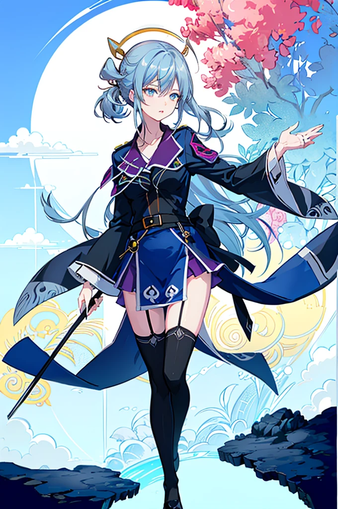 ((full body,whole body)),1girl,  solo, outdoors, long hair, holy place, Original,(Illustration:1.1),(Best Quality),(masutepiece:1.1),(the Extremely Detailed CG Unity 8K Wallpapers:1.1), (Colorful:0.9),(mid-shot:0.95),(extremely detailed beautiful face),(Solo:1.2), (girl),(((Lori))), (Detailed beautiful eyes:1.15), (Beautiful face:1.15), (Glowing blue eyes:1.25////),(((sky blue Long Hair))),(two side up),(+perfect hand+:1.21),(Draw illustration of Japan priestess costume),(slender),(White pleated skirt),(Gothic),((black thighhighs)),(frilld),(Beautiful Slender Lolita Girl),hallowween,standing, girl,10 years old,  girl,foggy place,vampire,sky blue hair,full body,whole body,((cathedral background)),(holy cathedral),((full body,whole body)),((full body,whole body)),((full body,whole body)),((full body,whole body)),