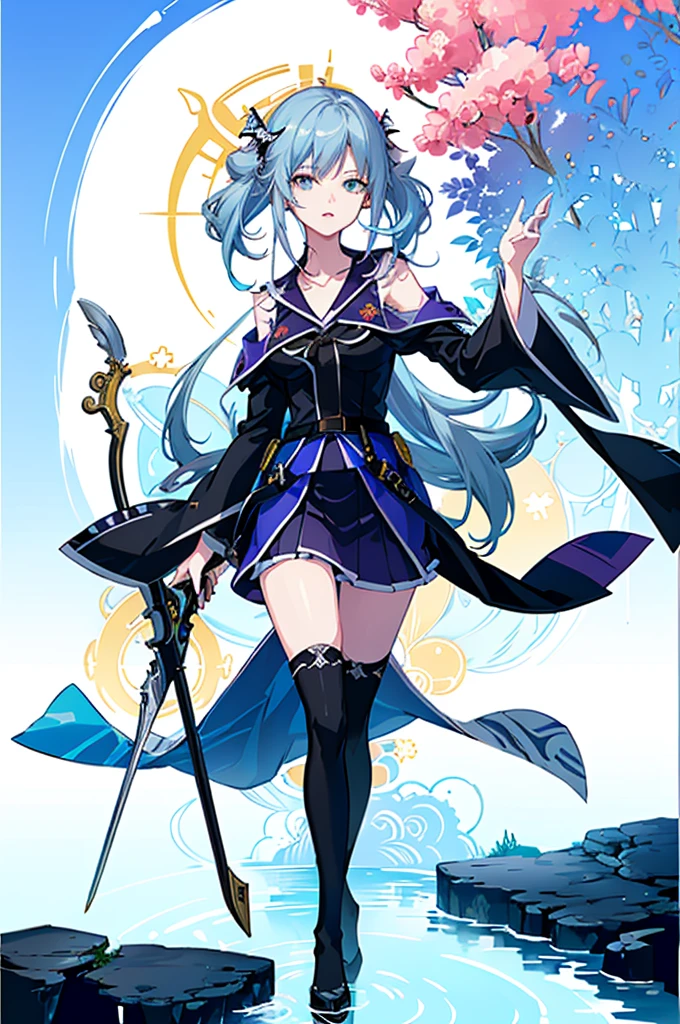((full body,whole body)),1girl, solo, outdoors, long hair, holy place, Original,(Illustration:1.1),(Best Quality),(masutepiece:1.1),(the Extremely Detailed CG Unity 8K Wallpapers:1.1), (Colorful:0.9),(mid-shot:0.95),(extremely detailed beautiful face),(Solo:1.2), (girl),(((Lori))), (Detailed beautiful eyes:1.15), (Beautiful face:1.15), (Glowing blue eyes:1.25////),(((sky blue Long Hair))),(two side up),(+perfect hand+:1.21),(Draw illustration of Japan priestess costume),(slender),(White pleated skirt),(Gothic),((black thighhighs)),(frilld),(Beautiful Slender Lolita Girl),hallowween,standing, girl,, girl,foggy place,vampire,sky blue hair,full body,whole body,((cathedral background)),(holy cathedral),((full body,whole body)),((full body,whole body)),((full body,whole body)),((full body,whole body)),