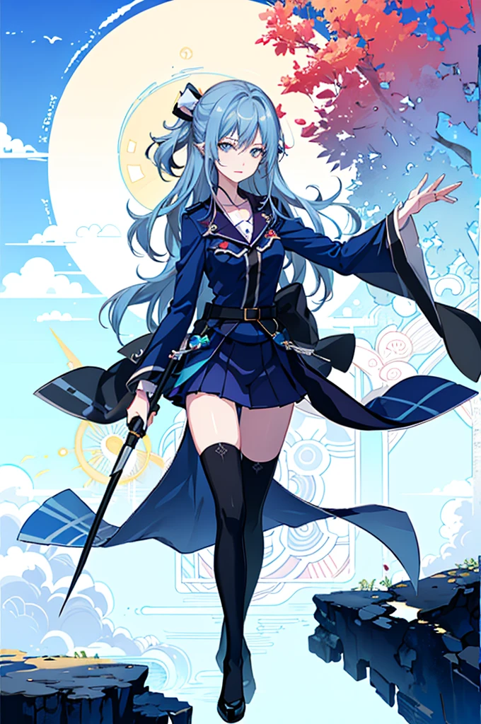 ((full body,whole body)),1girl,  solo, outdoors, long hair, holy place, Original,(Illustration:1.1),(Best Quality),(masutepiece:1.1),(the Extremely Detailed CG Unity 8K Wallpapers:1.1), (Colorful:0.9),(mid-shot:0.95),(extremely detailed beautiful face),(Solo:1.2), (girl),(((Lori))), (Detailed beautiful eyes:1.15), (Beautiful face:1.15), (Glowing blue eyes:1.25////),(((sky blue Long Hair))),(two side up),(+perfect hand+:1.21),(Draw illustration of Japan priestess costume),(slender),(White pleated skirt),(Gothic),((black thighhighs)),(frilld),(Beautiful Slender Lolita Girl),hallowween,standing, girl,10 years old,  girl,foggy place,vampire,sky blue hair,full body,whole body,((cathedral background)),(holy cathedral),((full body,whole body)),((full body,whole body)),((full body,whole body)),((full body,whole body)),