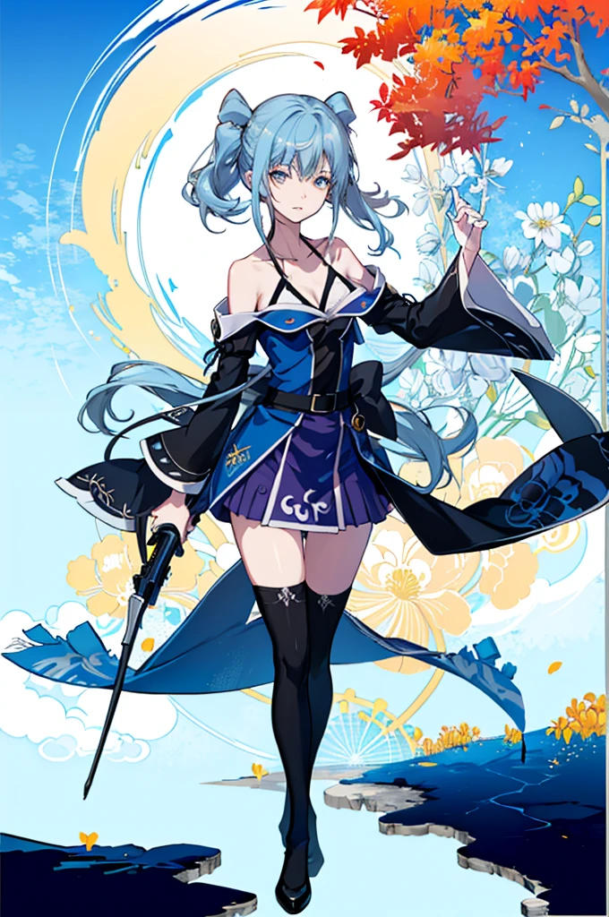 ((full body,whole body)),1girl, solo, outdoors, long hair, holy place, Original,(Illustration:1.1),(Best Quality),(masutepiece:1.1),(the Extremely Detailed CG Unity 8K Wallpapers:1.1), (Colorful:0.9),(mid-shot:0.95),(extremely detailed beautiful face),(Solo:1.2), (girl),(((Lori))), (Detailed beautiful eyes:1.15), (Beautiful face:1.15), (Glowing blue eyes:1.25////),(((sky blue Long Hair))),(two side up),(+perfect hand+:1.21),(Draw illustration of Japan priestess costume),(slender),(White pleated skirt),(Gothic),((black thighhighs)),(frilld),(Beautiful Slender Lolita Girl),hallowween,standing, girl,10 years old, girl,foggy place,vampire,sky blue hair,full body,whole body,((cathedral background)),(holy cathedral),((full body,whole body)),((full body,whole body)),((full body,whole body)),((full body,whole body)),