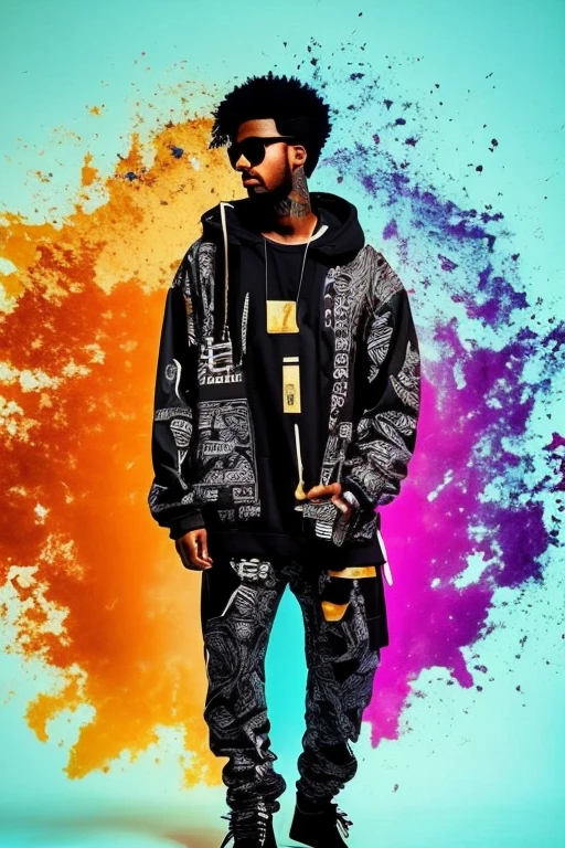 A background filled with scattered musical notes in various sizes and colors
A background completely filled with scattered musical notes in various sizes and colors, covering the entire screen.
jovem negro estilo de trap no studio e com cabelo curto com joias de ouro
beautiful girl colorful image
Dance hiphop Dance CREW Waacking Dance
Punking
black medium hair black medium hair
Five fingers Baggy clothes Baggy clothes
