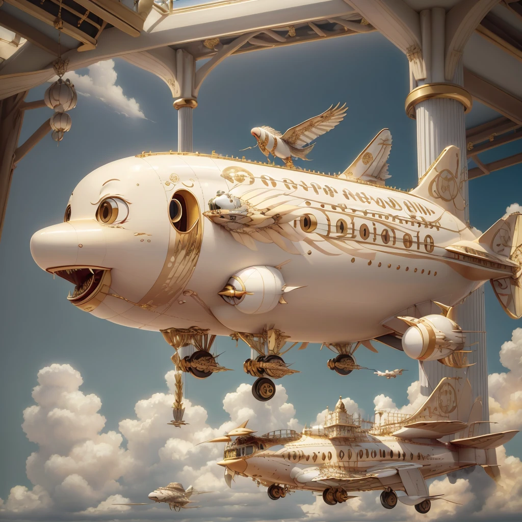 上空を飛ぶIvoryGoldAIのflight船, flight, car flight in the sky, sports car、I am empty