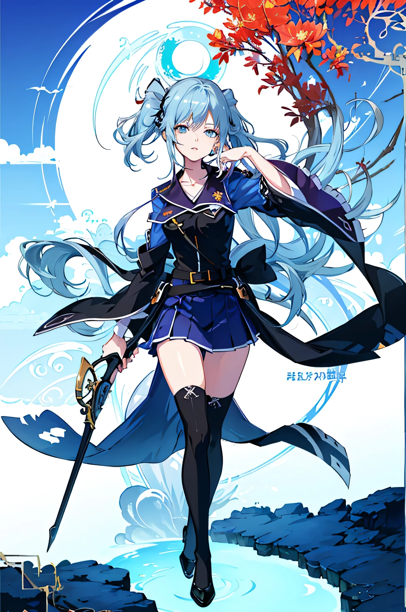 ((full body,whole body)),1girl, solo, outdoors, long hair, holy place, Original,(Illustration:1.1),(Best Quality),(masutepiece:1.1),(the Extremely Detailed CG Unity 8K Wallpapers:1.1), (Colorful:0.9),(mid-shot:0.95),(extremely detailed beautiful face),(Solo:1.2), (girl),(((Lori))), (Detailed beautiful eyes:1.15), (Beautiful face:1.15), (Glowing blue eyes:1.25////),(((sky blue Long Hair))),(two side up),(+perfect hand+:1.21),(Draw illustration of Japan priestess costume),(slender),(White pleated skirt),(Gothic),((black thighhighs)),(frilld),(Beautiful Slender Lolita Girl),hallowween,standing, girl,, girl,foggy place,vampire,sky blue hair,full body,whole body,((cathedral background)),(holy cathedral),((full body,whole body)),((full body,whole body)),((full body,whole body)),((full body,whole body)),