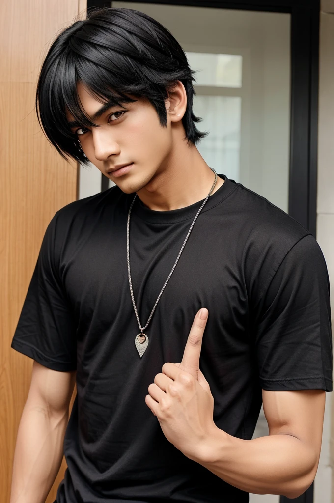 Anime type 2boy,black t-shirt, gaurang and vishal