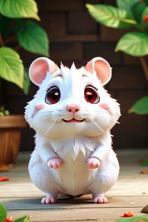 White hamster with red eyes