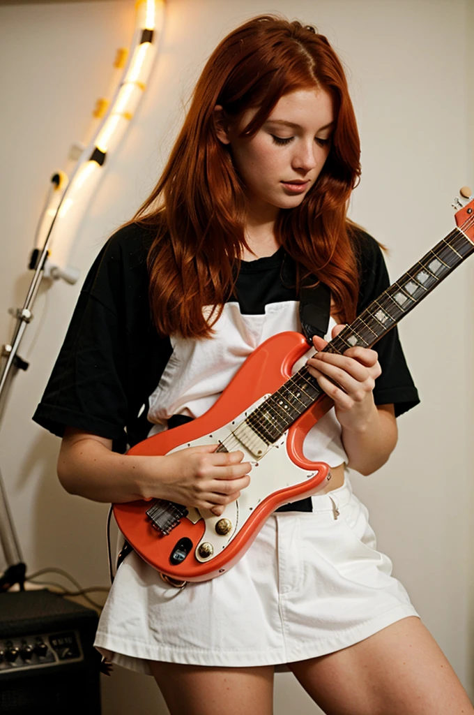 Redhead girl electric guitarist 