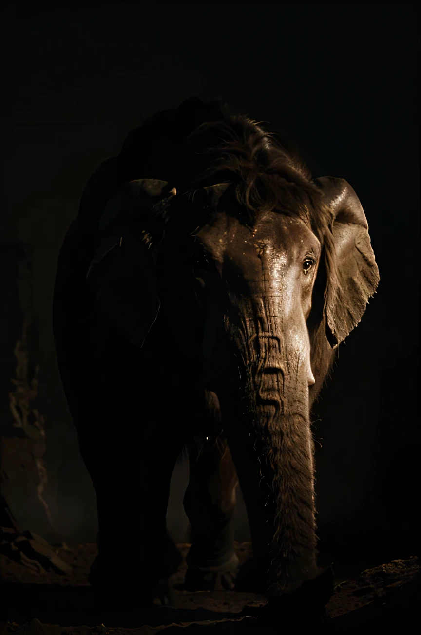 a mammoth with dark background