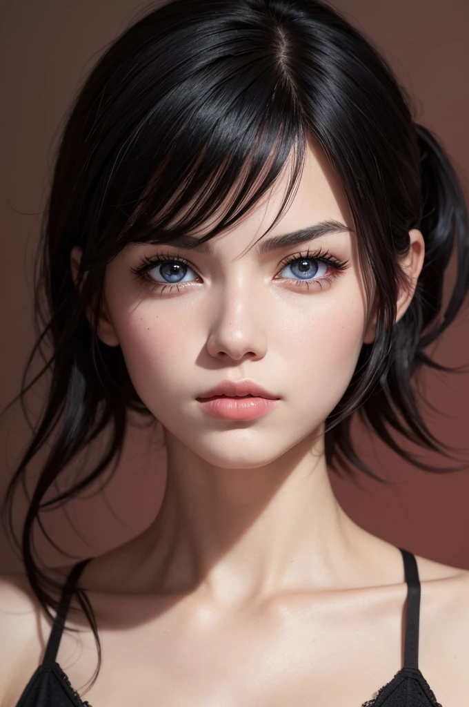 Woman, Bblack hair, have heterochromia, likes red, fight and be strong 