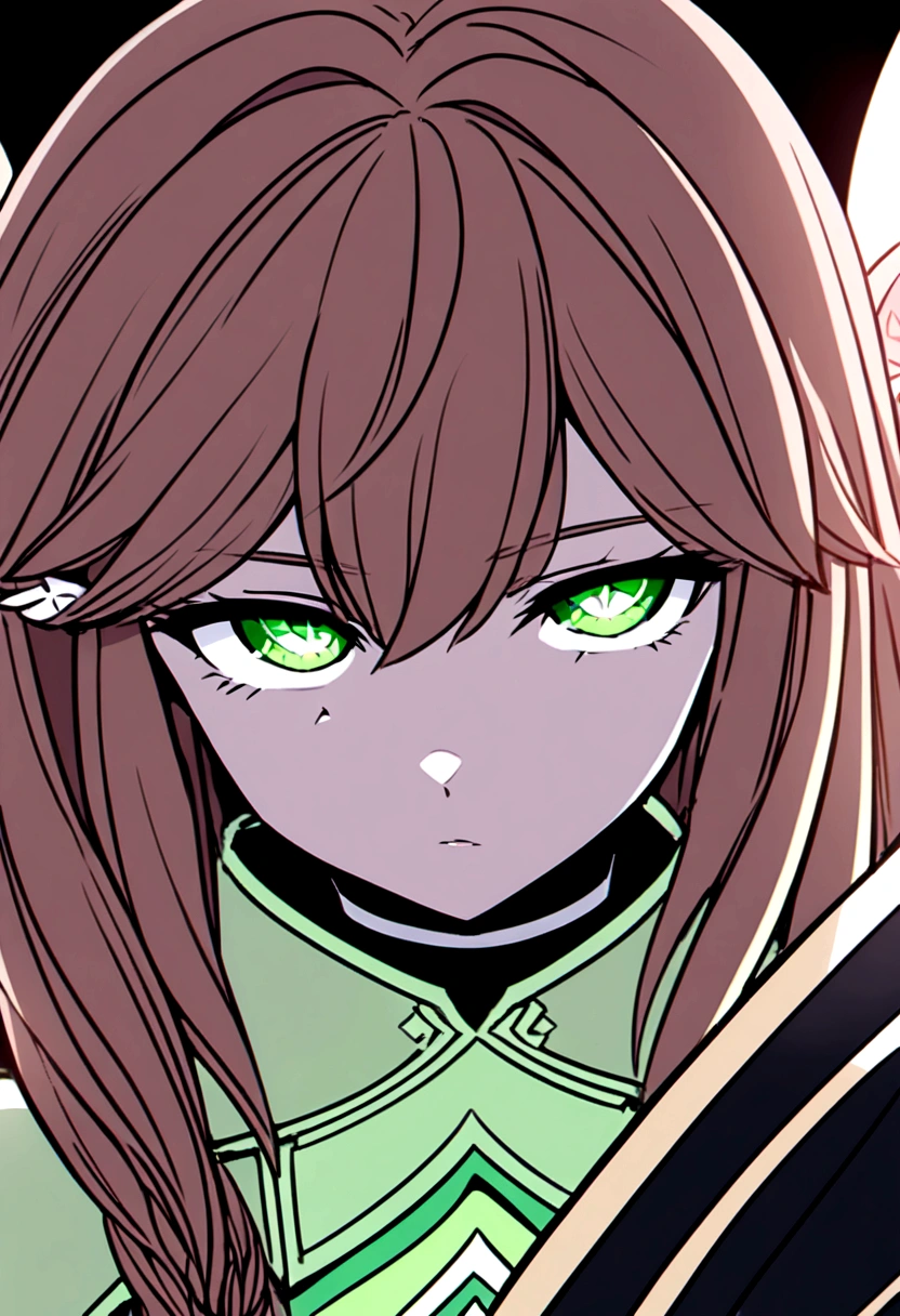Dreams of Elysium title, dark fantasy, elven woman with long brown hair, dressed in black, green eyes, "dreams of elysium" written in runic font