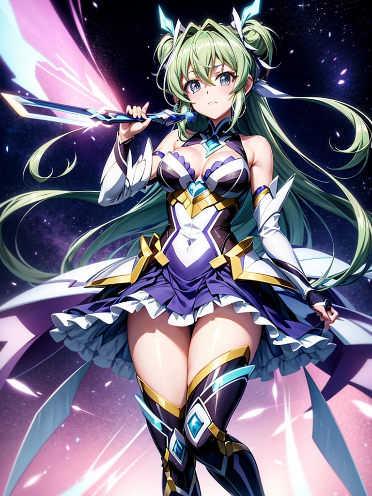 Highest quality,Highest Resolution,A beautiful metallic girl like Tsubasa Kazanari from Symphogear,