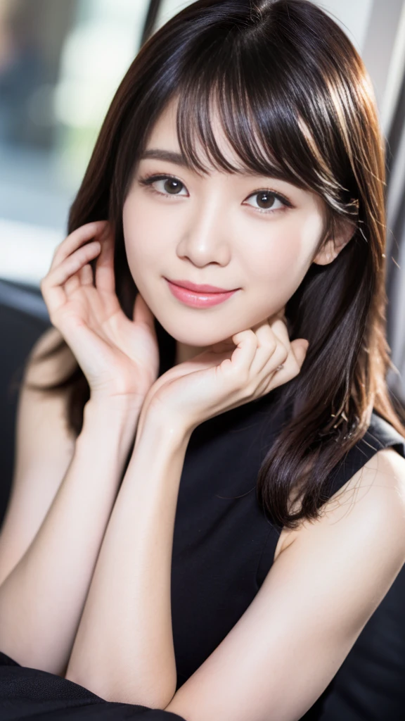 High resolution, Very detailed, Very detailed CG Unity 8k 壁紙, Realistic, photo-Realistic, RAW Photos, Beautiful and elaborate face, White skin, Realistic skin, High-quality fabric, Detailed hair texture, Perfect proportions, Beautiful Face, Accurate, Anatomically correct, Very detailed顔と肌の質感, Natural neck length, (Beautiful Hands Air Skin:1.2), Thin legs, Thin legs, Beautiful Eyes, Symmetrical eyes, Light brown eyes, double eyelid, Thin eyebrows, (Glossy Lips:1.4), (Smile of the Goddess:1.2), (Classy and cute girl:1.3), (Medium sized big breasts), (Slim figure:1.2), (Hair color is random, Hair length is random, Hairstyle is random), ((Asymmetrical bangs:1.2)), (Upper Body Shot:1.2) ,Bus Guide、night、Cold winter season、Nice random place、outside、Hats are randomly included.、Bus Guideの制服を着ている, Very sophisticated、Carefully designed uniforms