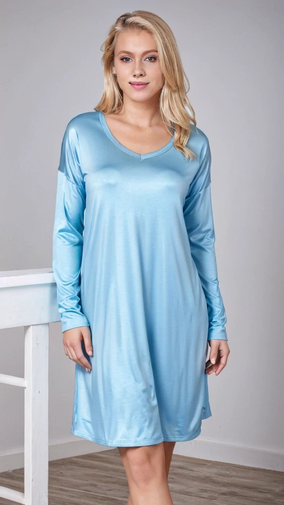 full body photo of a beautiful blonde model 23 year old woman ..oh woman, make up, 8k hd, high quality, cinematographic, ropa deportiva azul