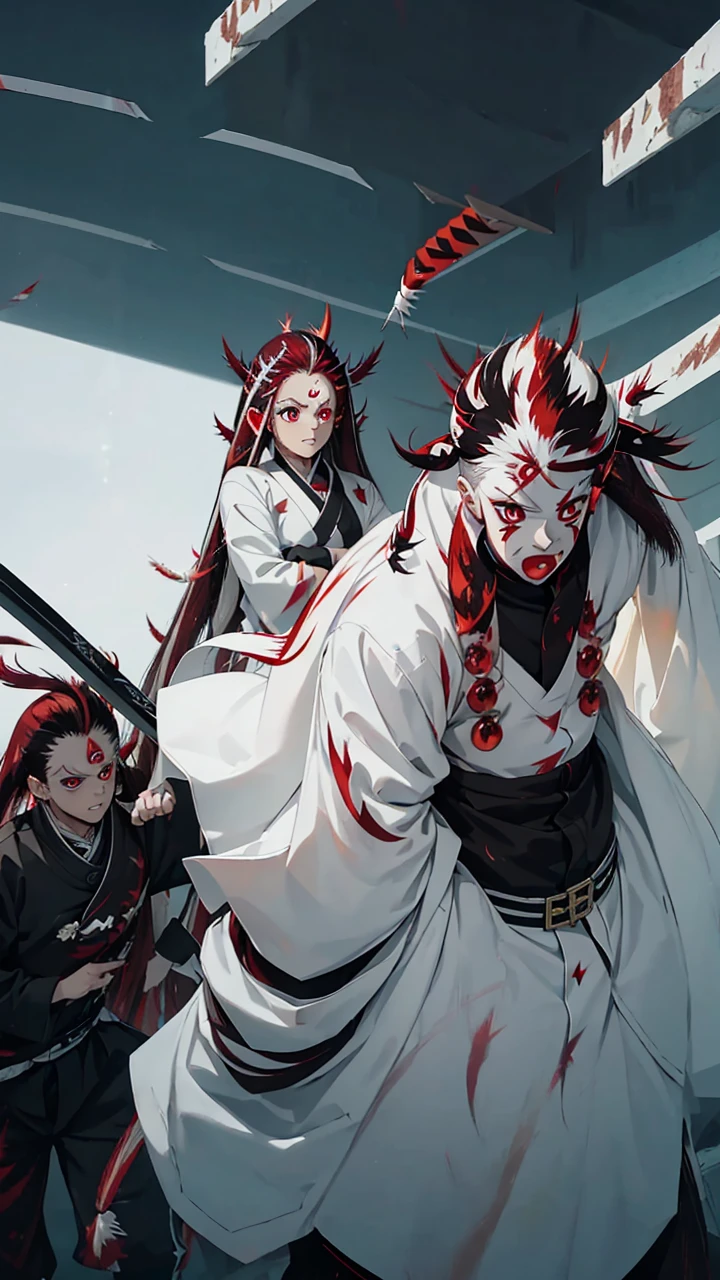 (((A man in his 30s:1.5))),(Long hair tied up:1.2),((Black Hair:1.35)),((Yellow Eyes:1.2)),((crimson、reddish black、Dark blood:1.5)),(((The world inside a castle that stands in the darkness:1.2))),((Face and body covered in blood:1.3)),((Western luxurious robe clothing:1.45)),((A blank, dazed look on his face:1.4)),((Excited face、blush:1.3),((Red tears of blood flow from the eyes:1.4)),(sitting:1.3),((high quality:1.3)),((beautiful image:1.3)),((perfect picture:1.3)),((Horror、Suspense、Mystery:1.2)),Close-up of face,((head down:1.4))