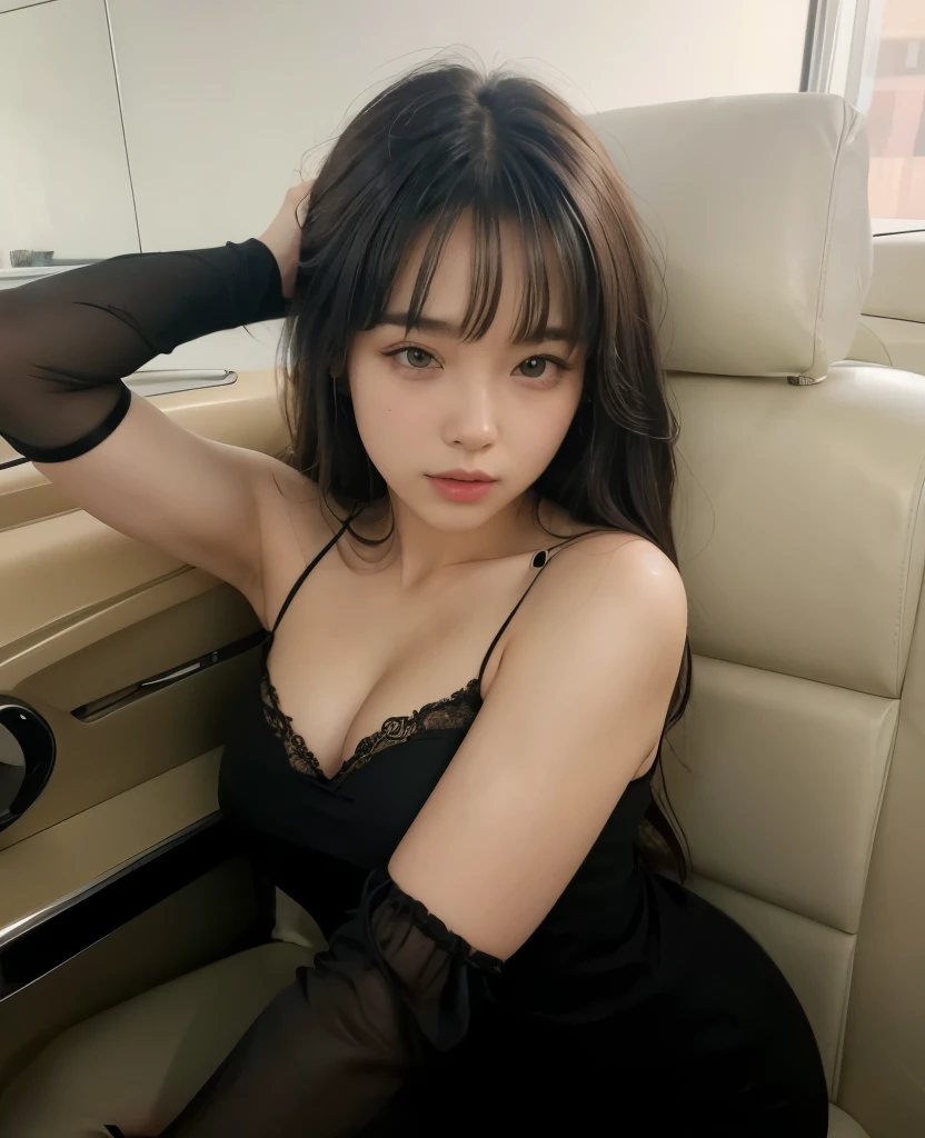A sexy woman who wears bangs, Your hair is long