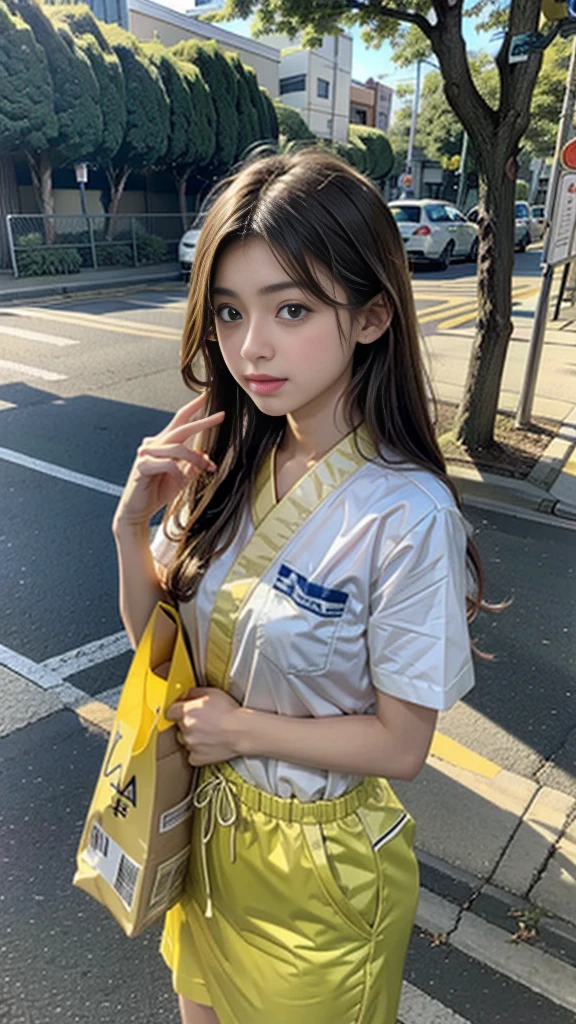 Browsing Caution、Japanese、Teenage Face、Idol&#39;s face、Cute face、Gray business suit、Mini skirt suit, Similar breasts&#39;It&#39;s about to burst、Super bursting chest、thin、thin waist、One Girl、8K、Best image qualityUltra high resolution(Photorealistic)、Masterpiece symmetrical high resolution RAW color professional close-up photo 、(High resolution face:1.1)(Cleavage:1.2)、Japanese face、Blurred Background、thinピンク色のリップ、Good lighting、Gal Makeup、Flashy makeup、thin pink lips、Moisturized lips、Heavy makeup、Wavy Hair、Medium Hair、Silver Hair、Silver Hair with asymmetrical bangs、double eyelid、Sunburned skin、Japanese face、Brown Skin、Gal-style long necklace、Gal style bracelet、Gal Accessories、Fancy earrings、Body Piercing、whole body、Laughter、By the pool、Resort、Brown Skin、Black gal、Sexy pose、Naughty pose、Chest Focus、whole bodyエスビアン