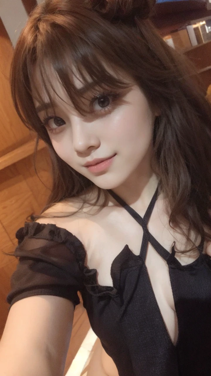 View the viewer, (Small and slender figure), (Slim body line), Large Breasts, (Unprotected chest), (Flushed cheeks:1.3), (美Shii紅髪:1.3), Idol Face, (Baby Face:1.2),. (Rakuten Girls:1.2), (Perfect Anatomy:1.2), (Detailed eyes, face and hands:1.2), ((highest quality, 8K, masterpiece)), ((Wearing black clothing)), 女god, godの化身:1.3, Immortality:1.3, god々Shii, (The best blowjob ever:1.5)