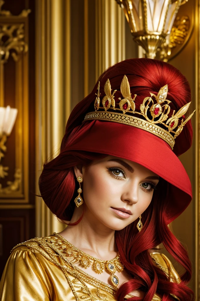 Royal Queen gold theme, red hair