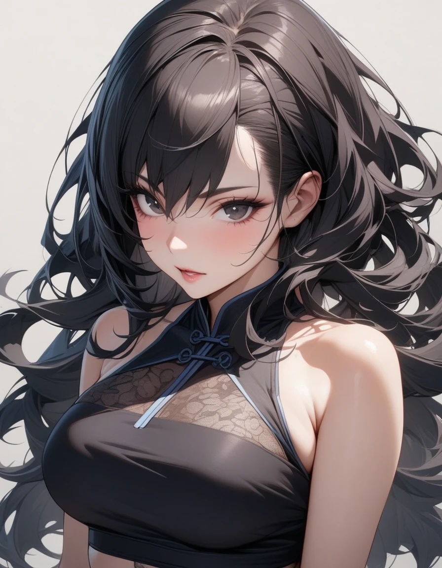 Fantasy RPG character, 26-year-old woman, samurai, sword, Japanese clothing,black hair, ((anime)), ((best qualtiy, 8K, tmasterpiece:1.3)), Focus:1.2, perfect figure beautiful woman:1.4, 1woman, cowboy shot, look at viewer, eyes facing the camera, incredibly absurd, beautiful and cute woman, showcasing top-quality craftsmanship, cute, neat,pretty