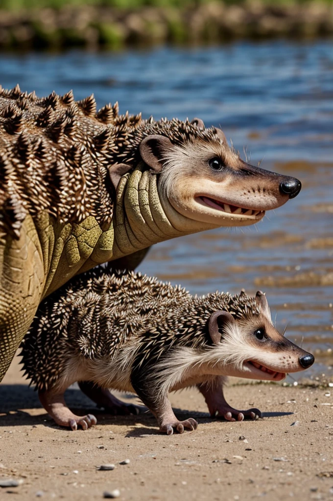 Combination of a hedgehog and a crocodile