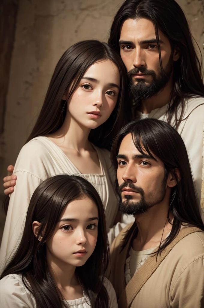 Draw the Holy Family of Jesus together with the Catholic Holy Trinity