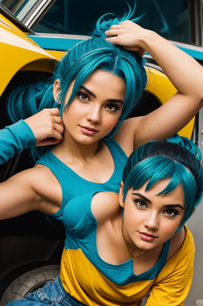 Bulma's clothes rip, showing her tits and vagina