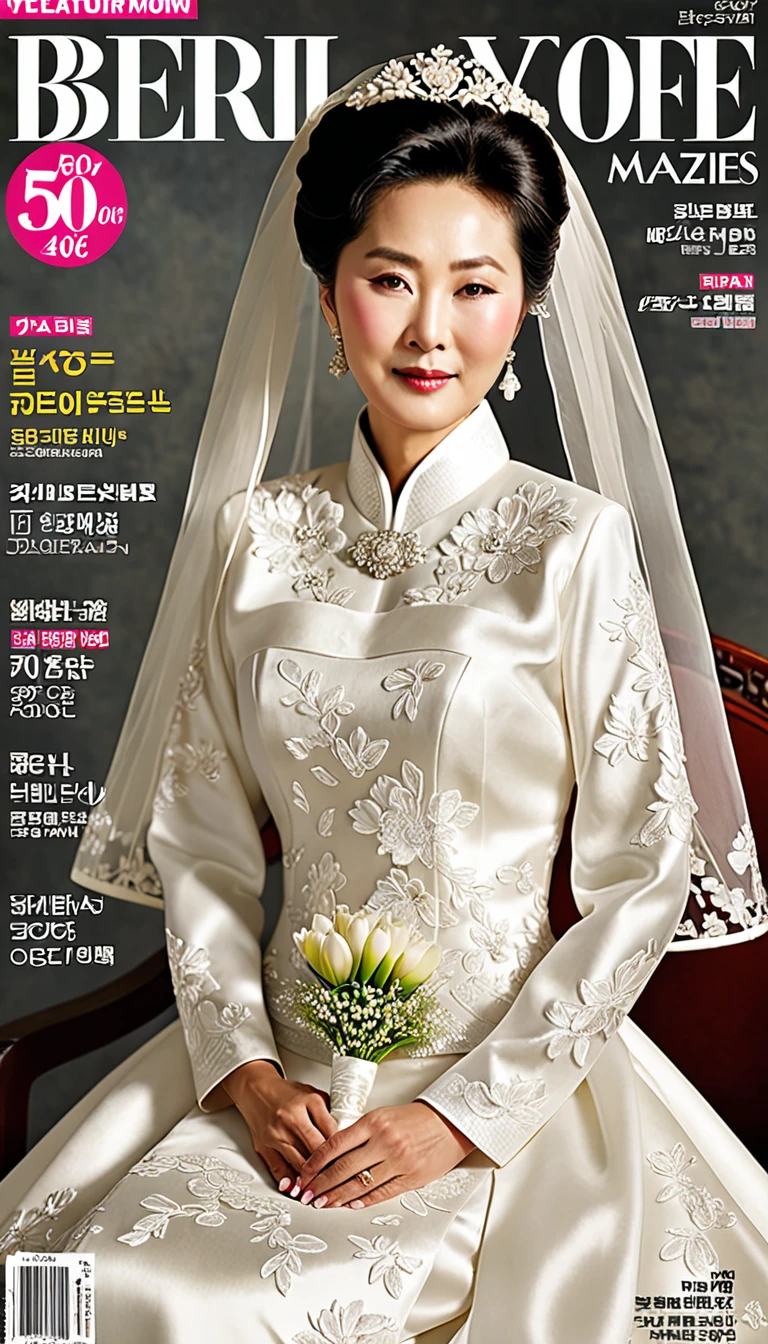 ( Highest quality ) , Traditional Korean Bride , Mature Woman , 50yo , 1950y Bridal magazines cover , BIG LOGO TYPE ,