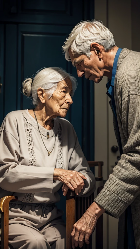 Older grandpa love, care, kiss older grandma