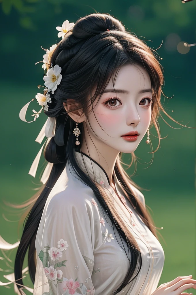 Not suitable for working hours, zhongfenghua, 1 Girl, Solitary, Hanfu, ancient_Chinese_architecture, Flower Field, flowering, (White smoke:1.3) (Reality:1.4), ztwist, Mandala, twist, Official Art, Unity 8K wallpaper, Extremely detailed, beautiful and aesthetic, masterpiece,best quality, (Dynamic Angle:1.4), Radiant Skin, (Colorful sparks float:1) The most beautiful form of chaos, elegant, Barbarian design, Vibrant colors,  Depth of Field_dance, half_naked