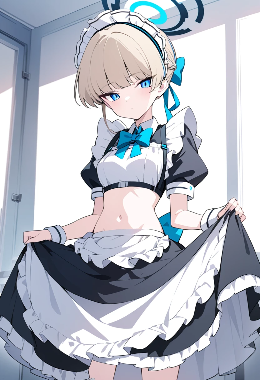 Toki/archive, maid, skirt maid, midriff navel showing,standing,big skirt,