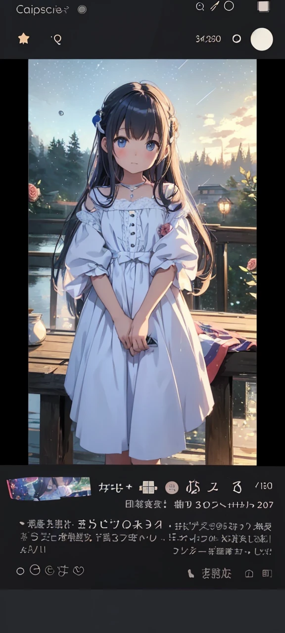 Close shot, Little anime girl wearing white glass , He stands on the ground,Night view ,Many stars in the night sky,milky way ,Colorful roses,Close-up of the head, Oil painting style, The oil painting strokes are very clear, Impressionist painting style, 32 thousand HD, Beautiful, tomorrow, Old time, Colorful animation --ar3:4--