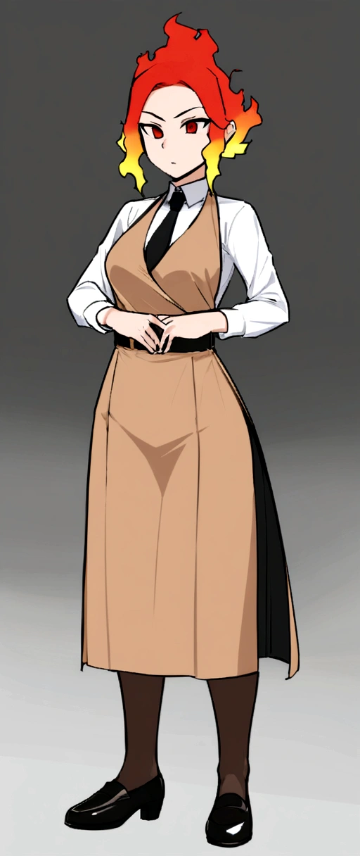 Dnd, fire ganassi, secretary, animated female, flat chested, fiery hair
