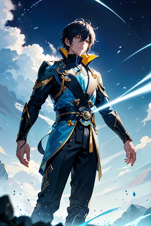 **♤ ๋࣭ · AGE: **
28 years
**♠︎ ๋࣭ · HEIGHT AND WEIGHT: **
1.85 meters, 75 kg
♤ ๋࣭ · GÉNERO:
masculine
**♠︎ ࣭࣭ · RADIUS: **
Human Special Appearance:
Aeron Stormblade has an imposing and energetic presence, according to its ability to manipulate quantum energy. Her hair is a bright silver tone., reflecting the electrical energy that runs through it. His eyes are an intense blue, with flashes that look like little rays, showing its constant connection with quantum energy. His skin has a slight golden glow., similar to his armor and weapon, indicating its latent power.
Wears light combat armor, Designed to maximize your agility and flexibility on the battlefield. The armor has a futuristic design, with gold metal plates and electric blue details, similar to the “Suppressor's Bastion” weapon he wields. The core of your armor, located in the chest, shines with an intense blue light, symbolizing the origin of his power.
Personality:
Aeron is an introverted and thoughtful individual.. Although it has great power, prefers to keep a low profile and act from the shadows. He is calm and reserved, rarely showing his emotions openly. Your control over quantum energy requires extraordinary concentration and discipline, which has made him a meticulous and observant person. Value tranquility and silence, finding solace in solitude and meditation to maintain your internal balance.
Skills and Powers:
Control and Transformation of Quantum Energy:
• Energy Transformation (Without Dematerialization):
• Can transform your inner energy, allowing the control of electrons and protons to influence their immediate environment.
• Movement speed is greatly increased, but it does not exceed the speed of sound.
Quantum Manipulation:
• Can manipulate the energy around him, controlling flows of electrons and protons to generate force fields, explosion