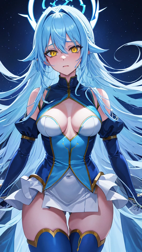 12K,Perfect hands, Perfect Fingers,Perfect Anatomy, masterpiece, Best Quality,Anime Style, 16K HDR,(One girl:1.4), ,Blue Hair, Straight Long Hair,mobile trace suit, shoulder armor(Red and blue bodysuit:1.1),,( whole body:1.4), ,(Emotionless:1.6,empty eyes,:1.3),Metal Color,Large Breasts,(Iron collar:1.6),