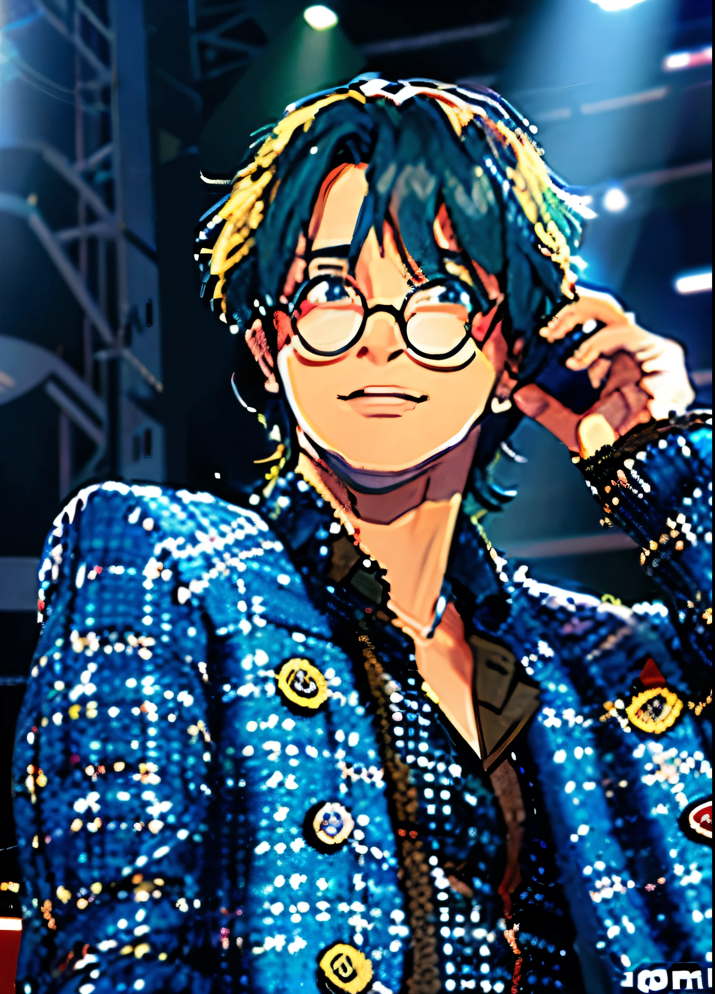 Idol male singer with glasses，Male celebrity，The concert is reopening