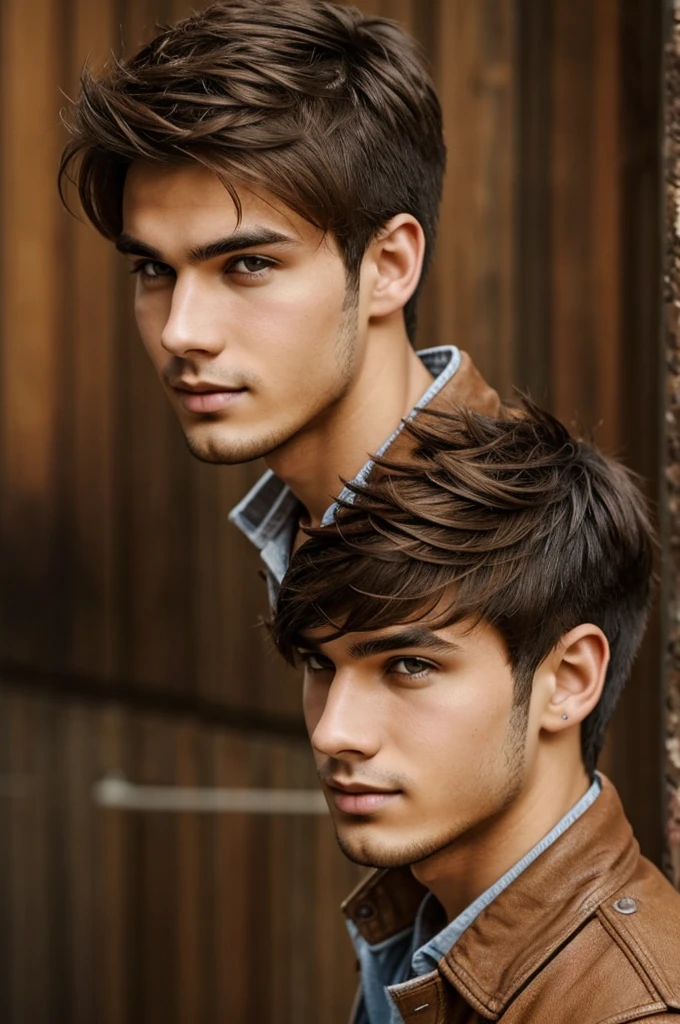 Boy between 22-25 years old, attractive brown hair in spikes