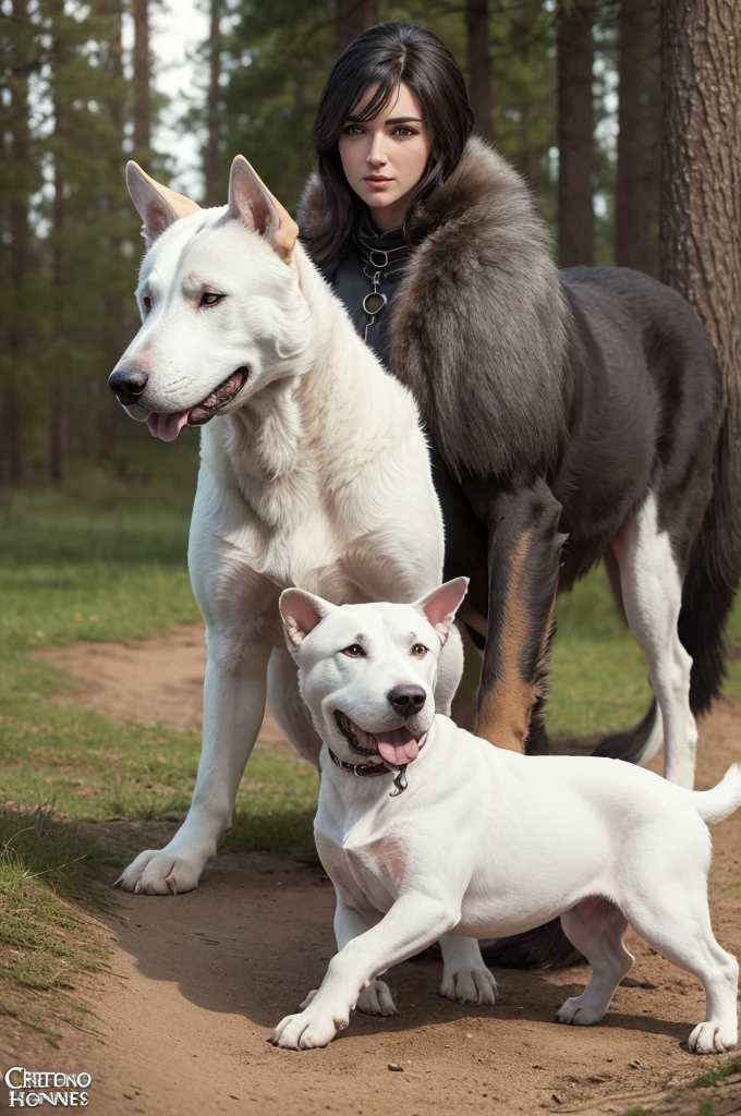 Create a new dog by joining: of course, east european shepherd, I grease Neapolitano, lurcher, epicyon haydeni, giant wolf (Game of Thrones), battlecroos (dogo argentino x bull terrier), canary prey. p