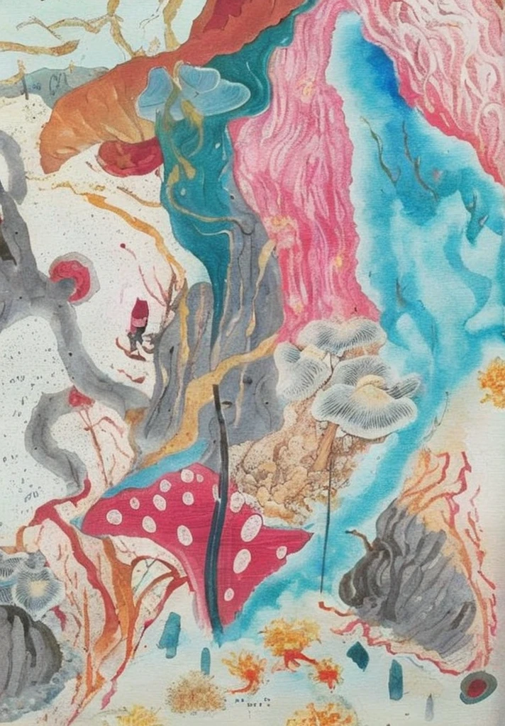 Takayama，Running Water，Growing Mushrooms，Fantasy World，Clusters of ghost flowers grow，Tall trees