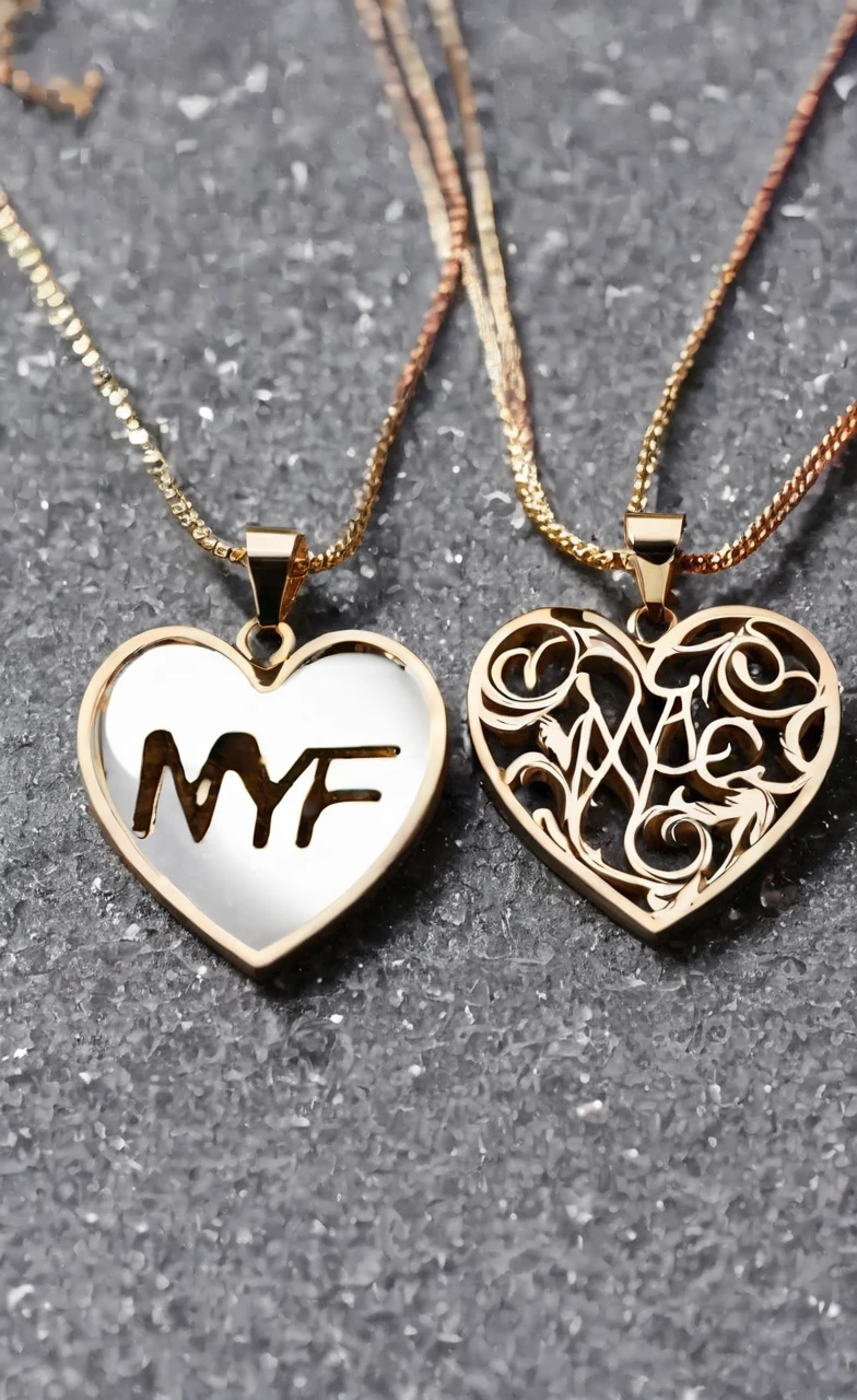 Heart Shaped Couple Necklaces with Mye Initials