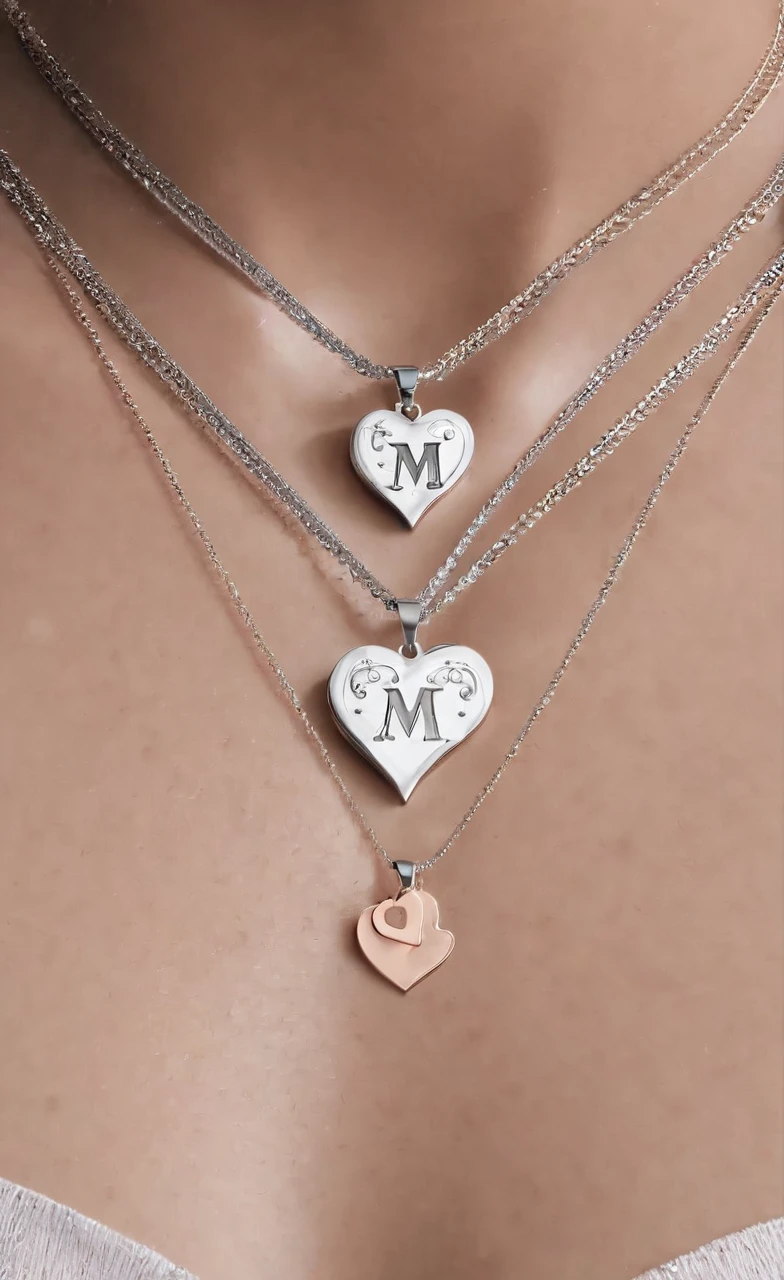 Heart Shaped Couple Necklaces with Mye Initials