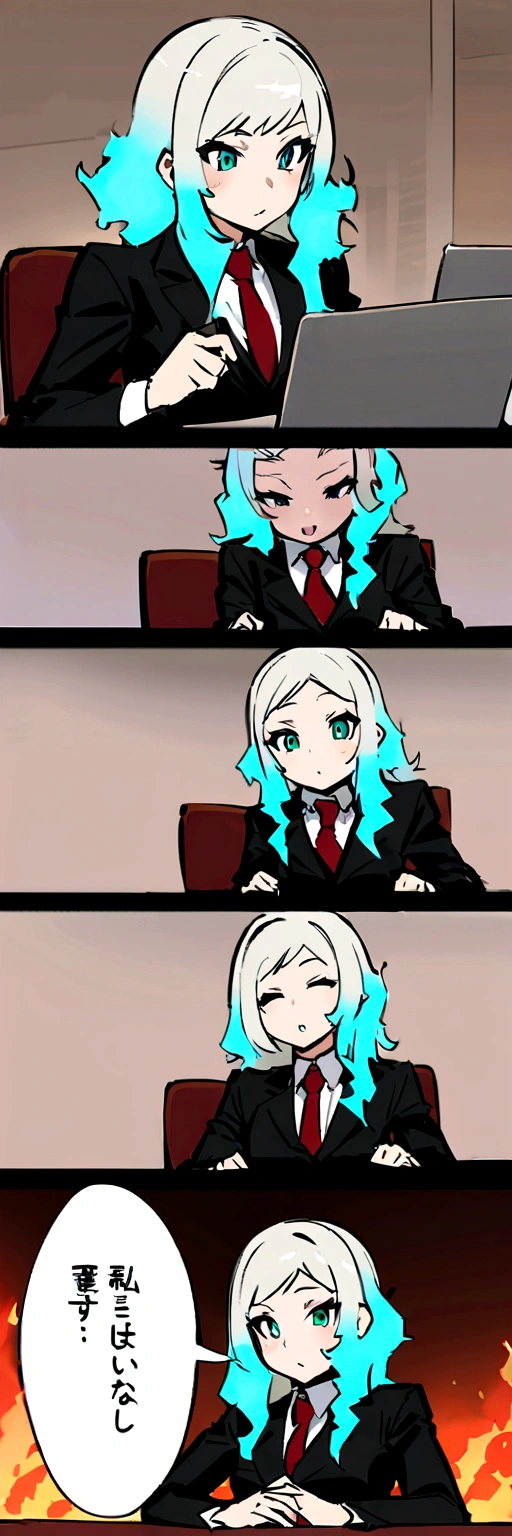 Dnd, fire ganassi, secretary, animated female, flat chested, fiery hair