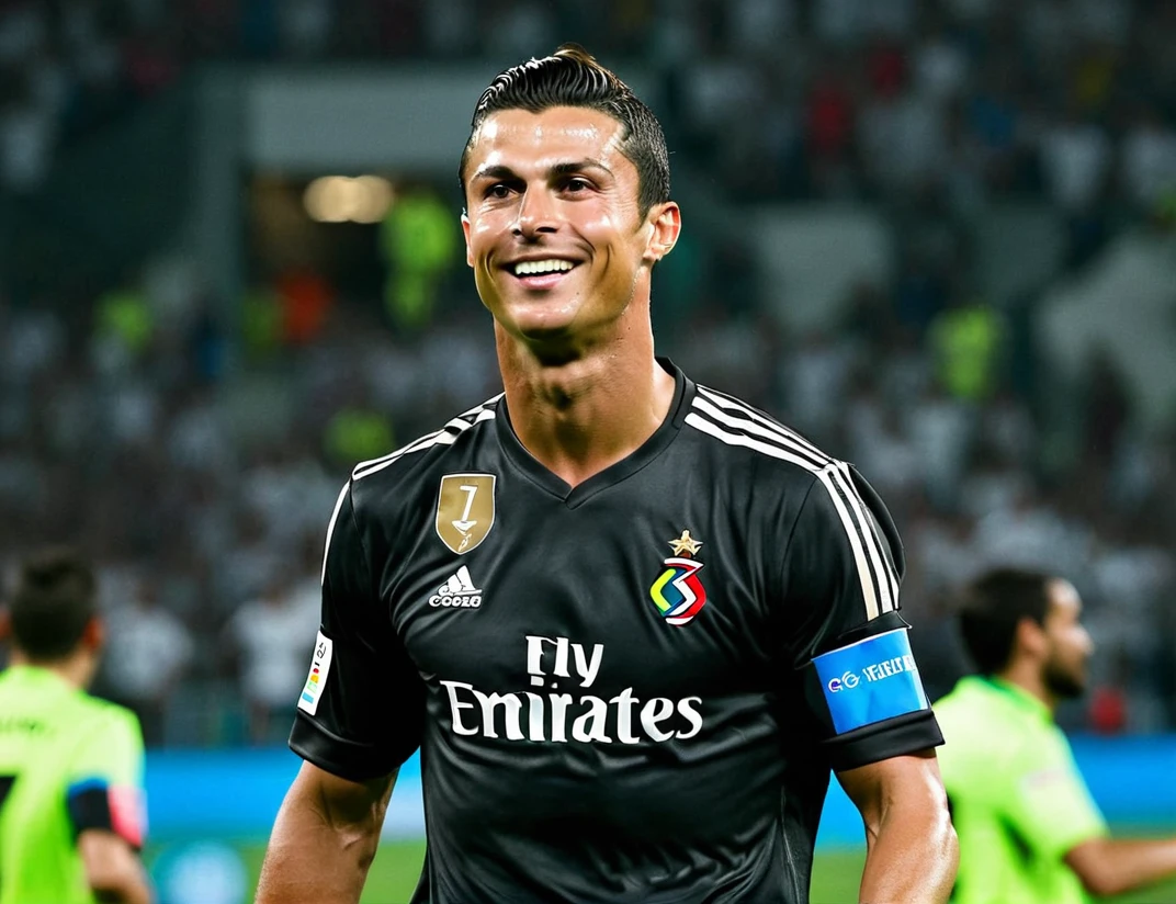 Cristiano Ronaldo,30 years,with black shirt,
football player, smiling,Cr7