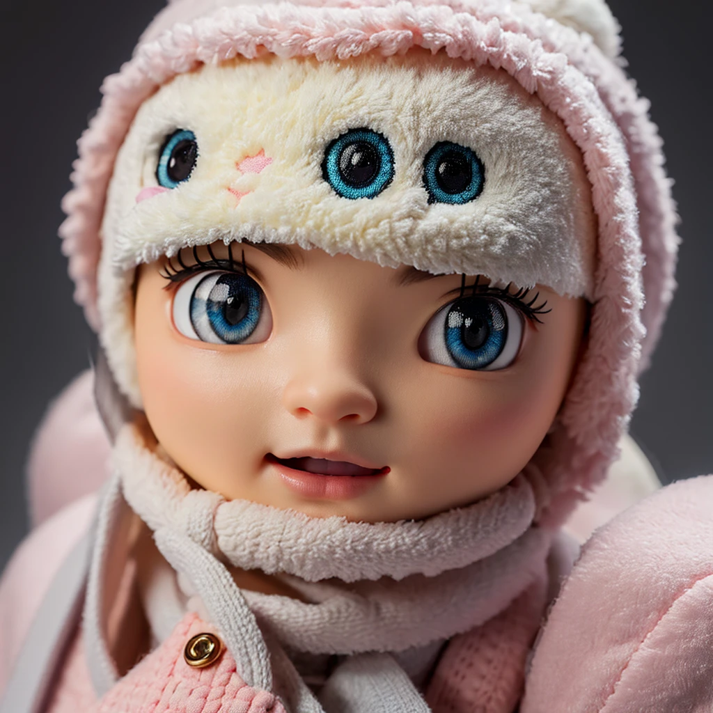 a highly detailed 3D plush toy, Cute music-loving character Sailor Warrior, extremely soft and cuddly, beautiful detailed eyes, beautiful detailed nose and mouth, intricate stitching and textures, fluffy and adorable, (best quality,4K,8K,highres,masterpiece:1.2),ultra-detailed,(realistic,photorealistic,photo-realistic:1.37),HDR,uhd,studio lighting,Ultra-fine details,sharp focus,physically-based rendering,professional,vivid colors,soft pastel colors,warm lighting,cozy and comforting